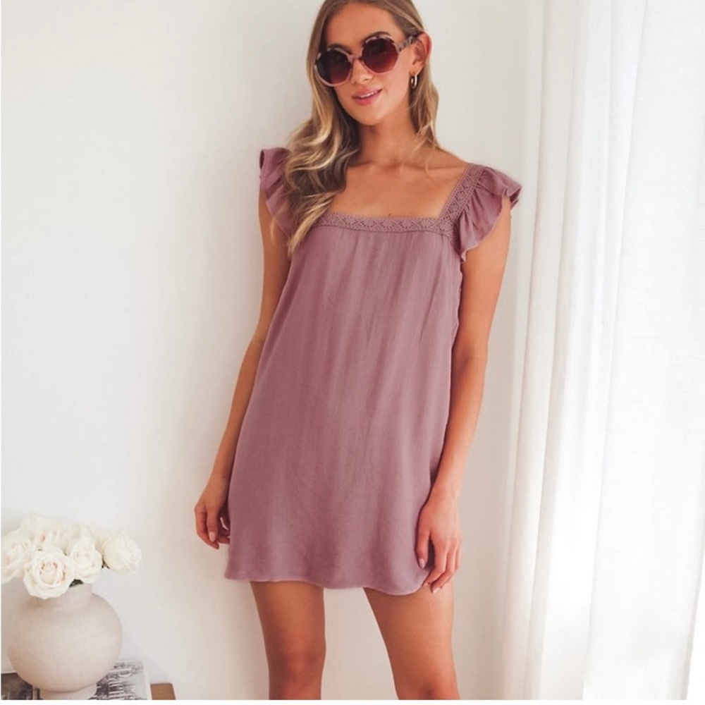 Women’s Lulu’s Country Charm ruffle Shift Mini Dress size Small